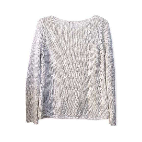 Chicos White and Silver Chunky Open Knit Sweater - Picture 2 of 5